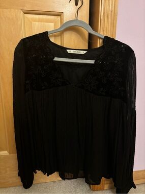 Zara boho beaded chiffon blouse